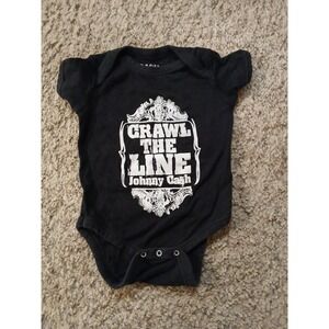 Johnny Cash Baby Outfit 12 Months Crawl The Line Walk The Line One Piece Black